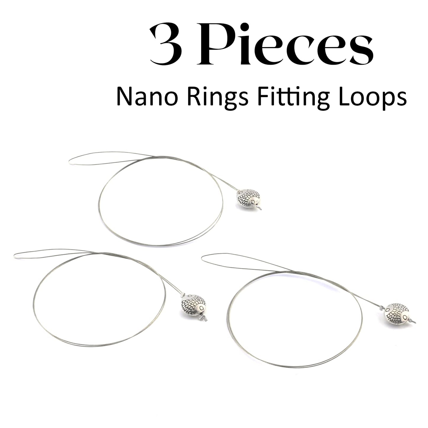 Hair Extension Nano Rings Threader Loop Hook Pulling Needle Tool 3pcs Micro Beads Links Feather Hair Extensions Threading Tool (3Pcs Threading Tool), Silver, 24cm