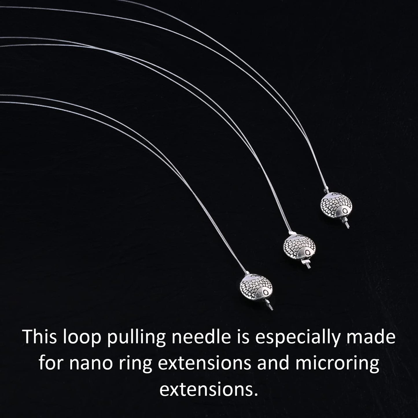 Hair Extension Nano Rings Threader Loop Hook Pulling Needle Tool 3pcs Micro Beads Links Feather Hair Extensions Threading Tool (3Pcs Threading Tool), Silver, 24cm