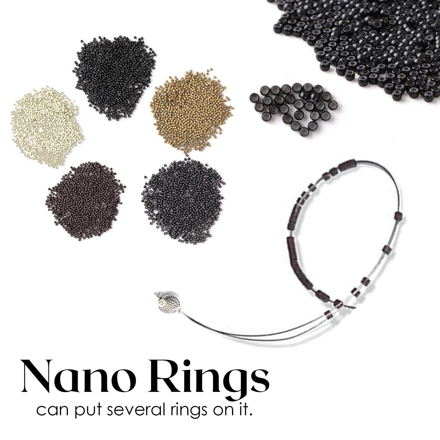 Hair Extension Nano Rings Threader Loop Hook Pulling Needle Tool 3pcs Micro Beads Links Feather Hair Extensions Threading Tool (3Pcs Threading Tool), Silver, 24cm